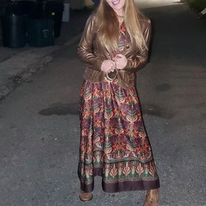 VINTAGE sz S-M Gorgeous maxi dress Bohemian print